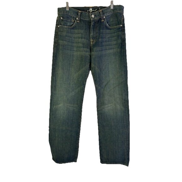 7 For All Mankind Austyn Relaxed Straight Embroidered Pocket Jeans Mens 32 - Picture 1 of 9